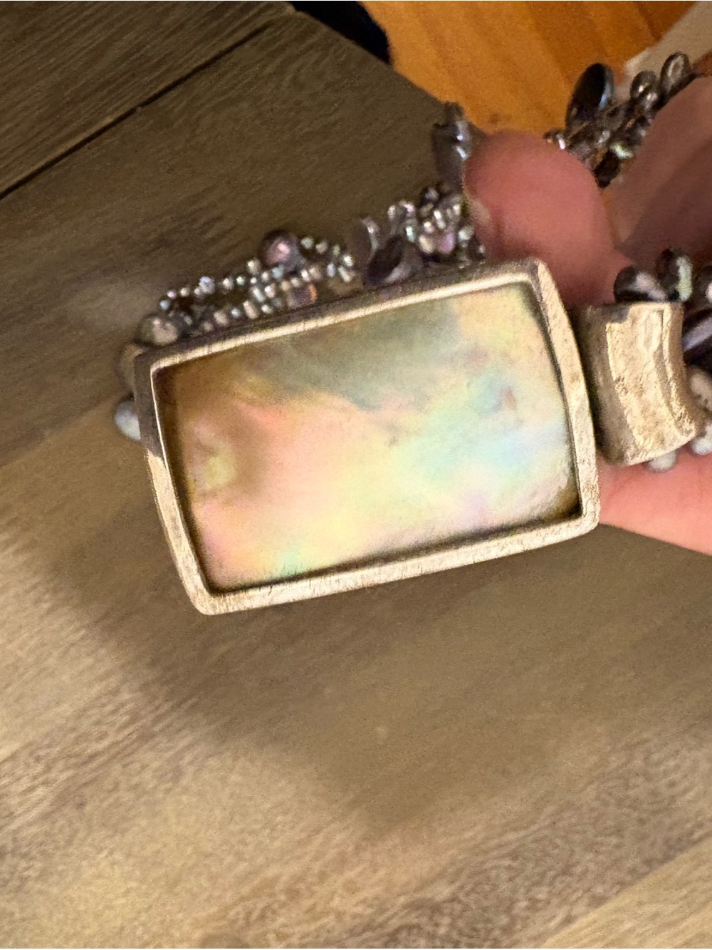 Iridescent Multi-Strand Fresh Water Pearl & Pendant Necklace - Picture 6 of 6
